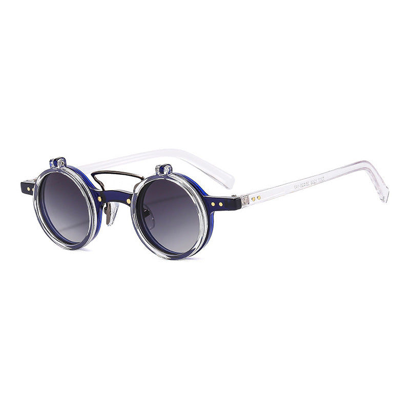 Retro Small Round Flip Up Sunglasses