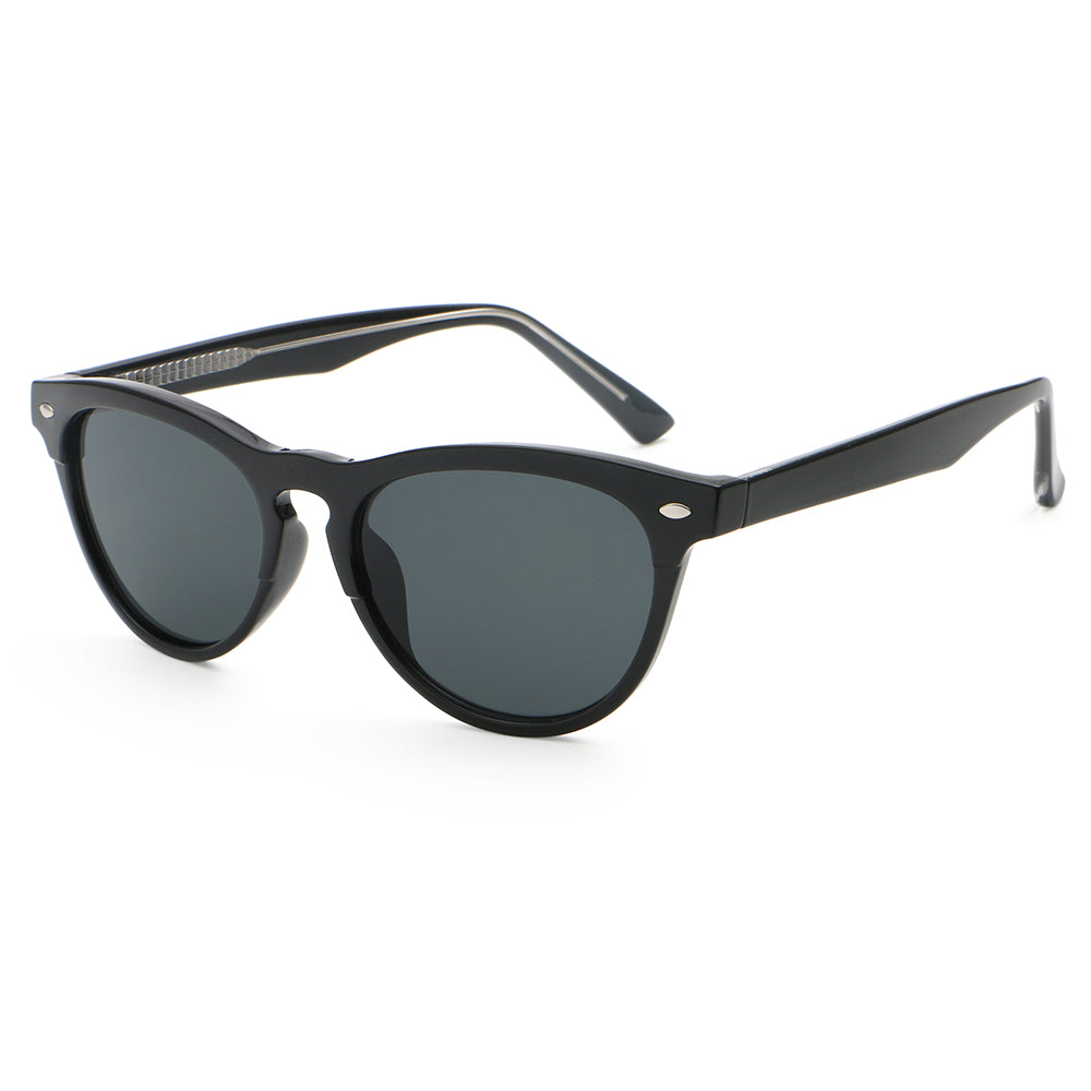 Classic Round Cat Eye Reinforced Wire-Core Temples Sunglasses