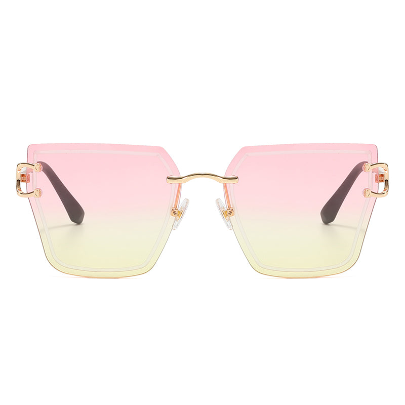 Diamond Cut Women Rimless Square Sunglasses