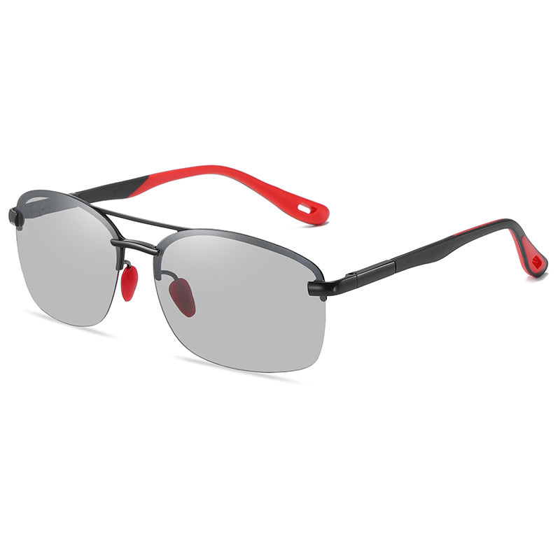 Polarized Men's Semi-Rimless Photochromic Sunglasses