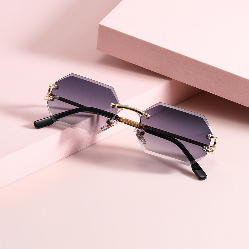 Octagonal Rimless Sunglasses