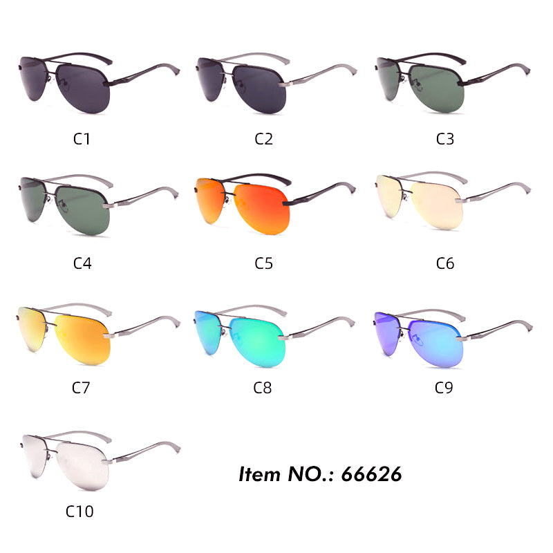 Polarized Rimless Pilot Style Driving Sunglasses
