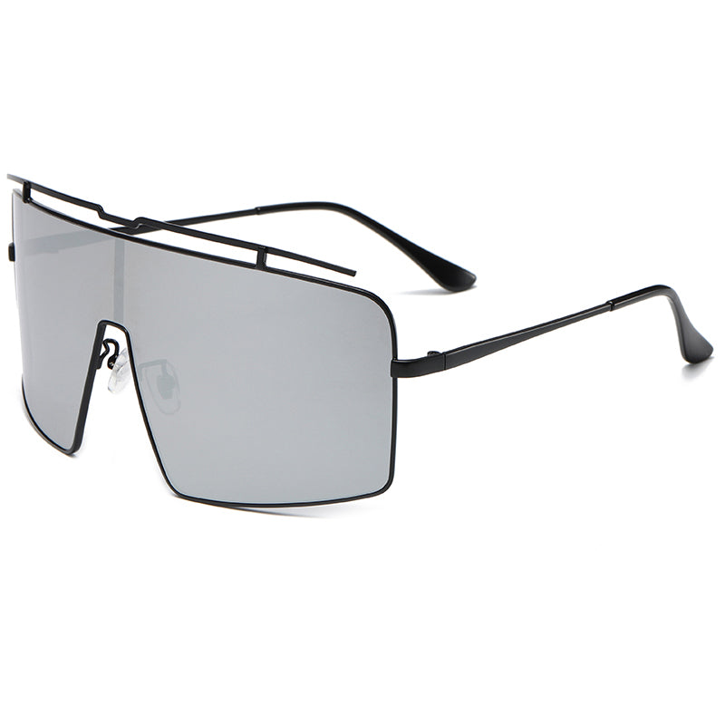 Oversized Metal Flat Top Shades Sunglasses