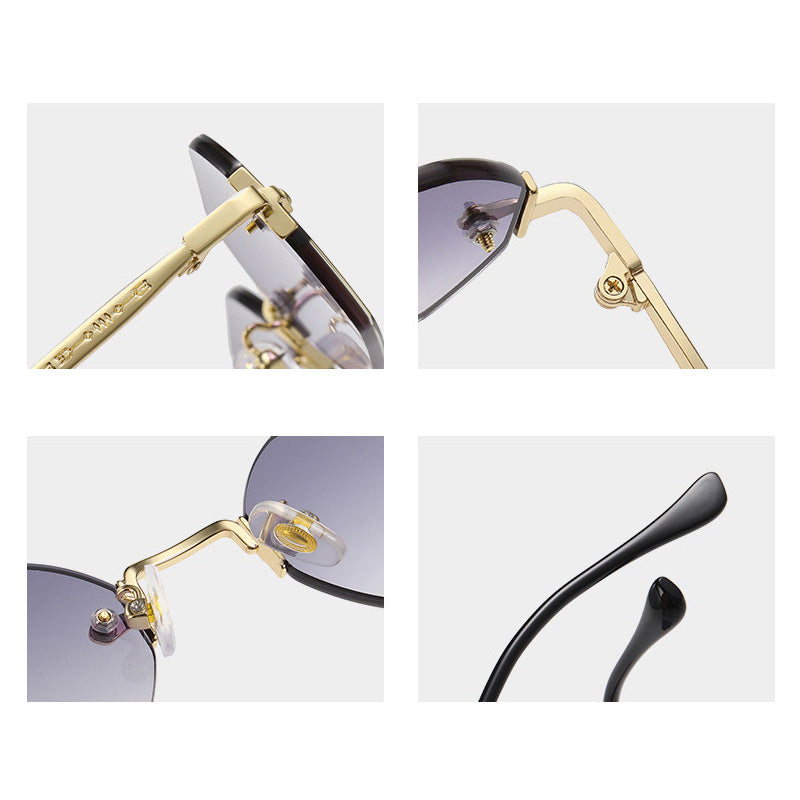 Vintage Rimless Polygon Women Shades Sunglasses