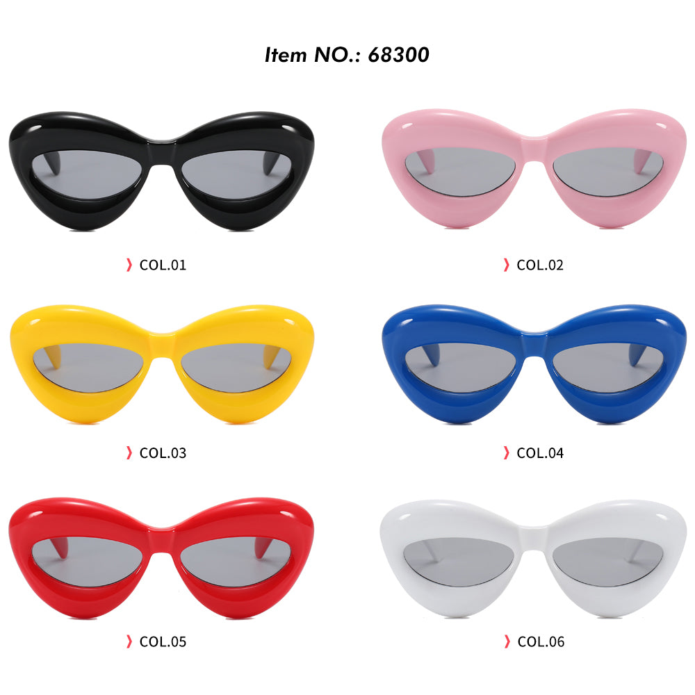 Inflated Women Oval Cat Eye Sunglasses