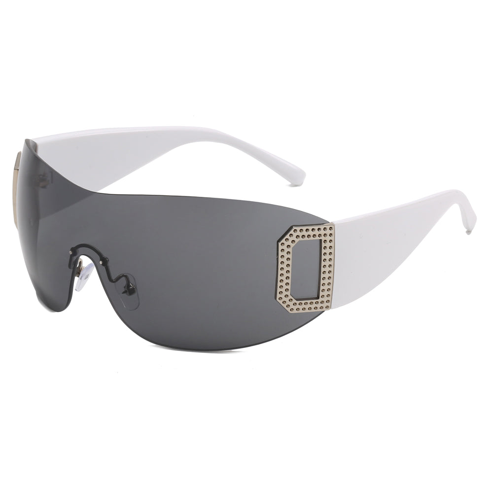Oversized One Piece Rimless Sports Sunglasses