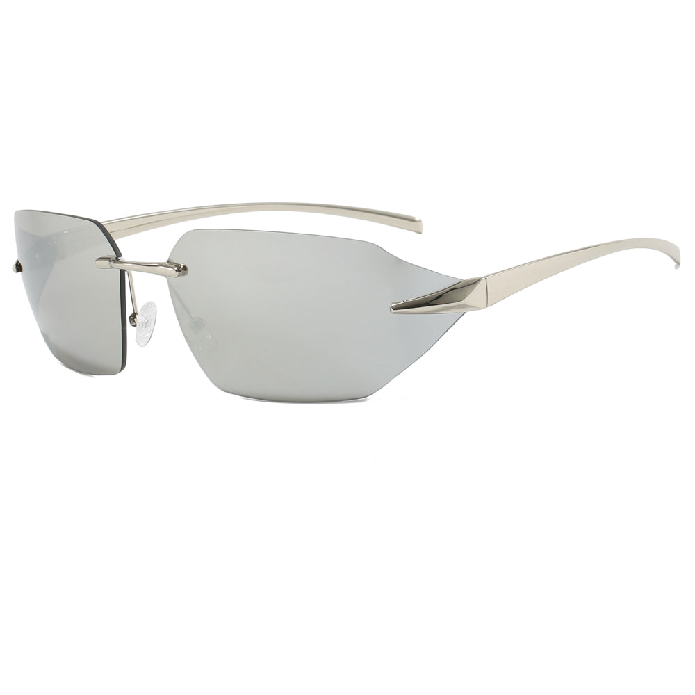 Y2K New Trendy Rimless rect-oval shape Sunglasses