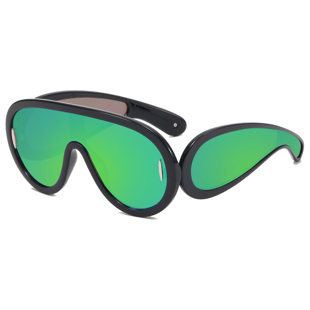 Y2K One Piece Lens Flat Top Oversize Shield Shades Sunglasses