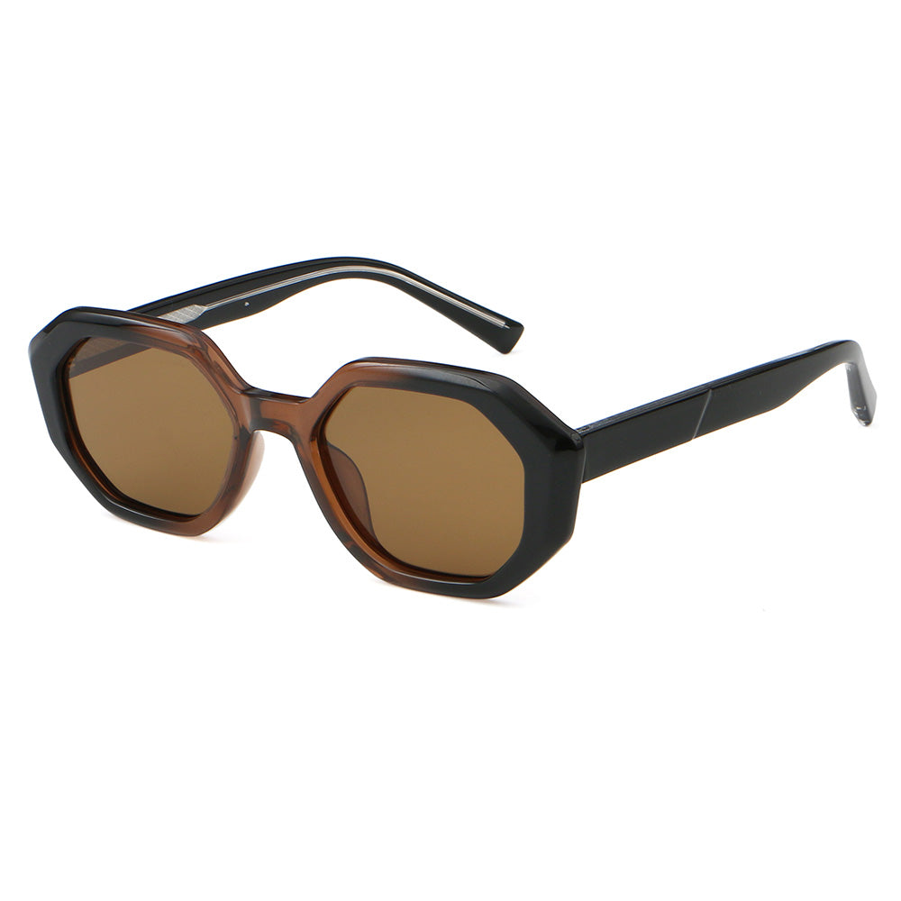 Women Small Polygon Tinted Reinforced Wire-Core Temples Sunglasses