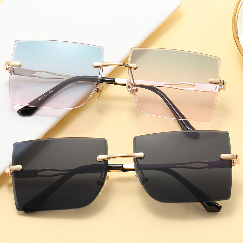 Women Rimless Square Sunglasses