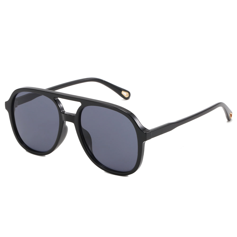 Double Bridge Flat Top Large Square Sunglasses