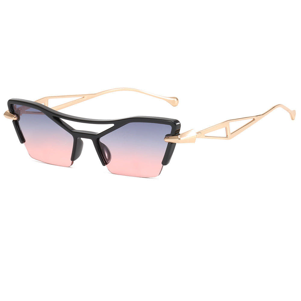 Cat Eye Half Frame Women Shades Sunglasses