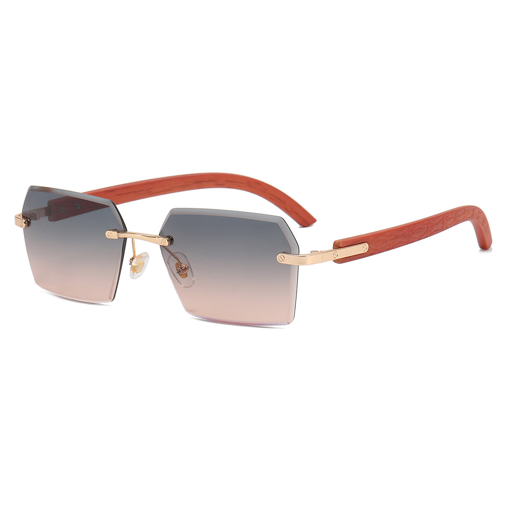 Small Rimless Rectangular Sunglasses