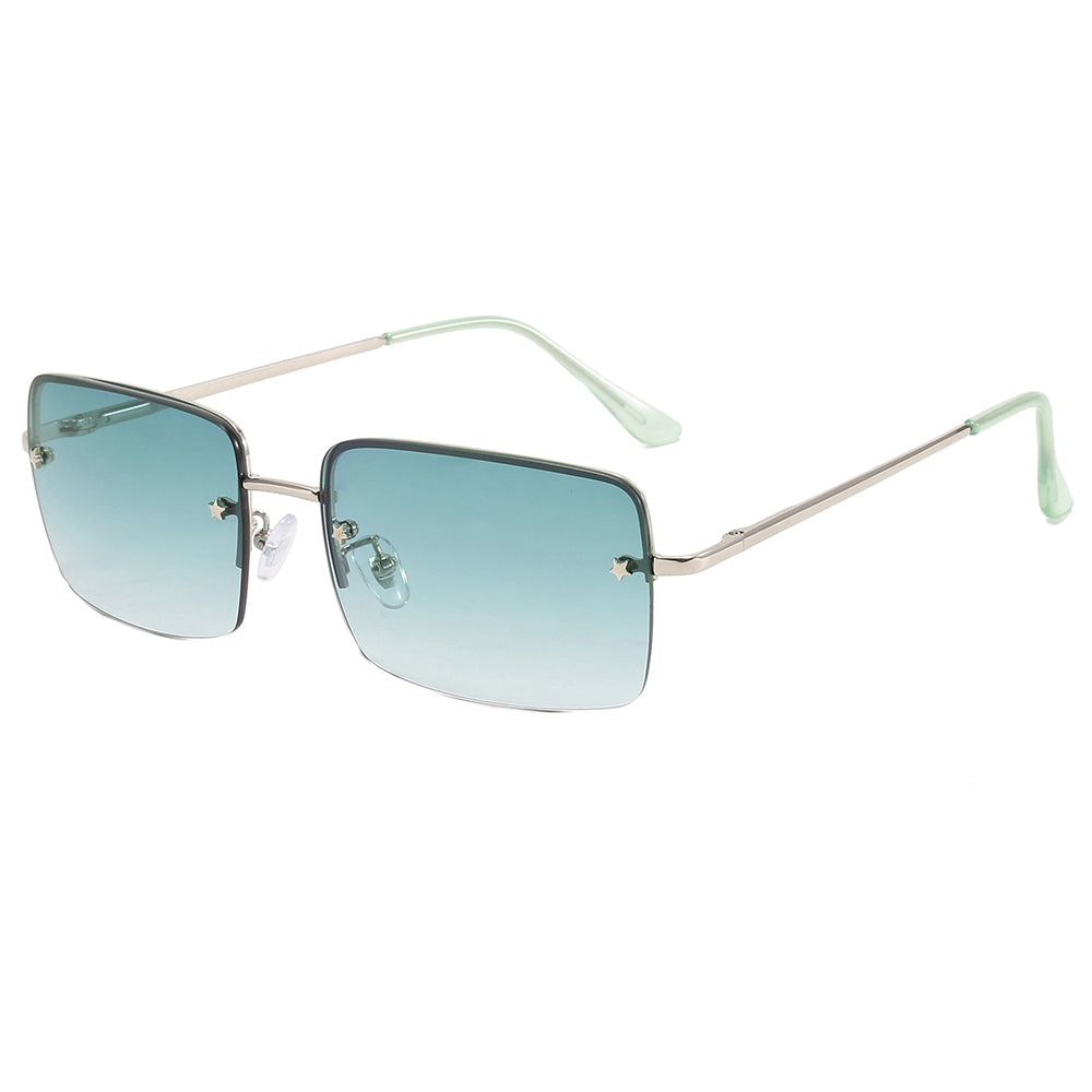 Retro Rectangle Rimless Gradient Outdoor Vacation Sunglasses