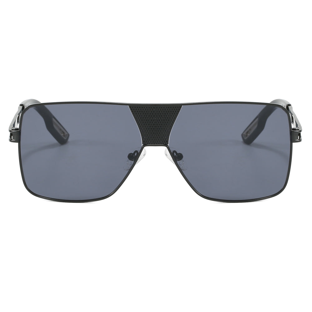 Oversized Square Metal Frame UV400 Gradient Shades Sunglasses