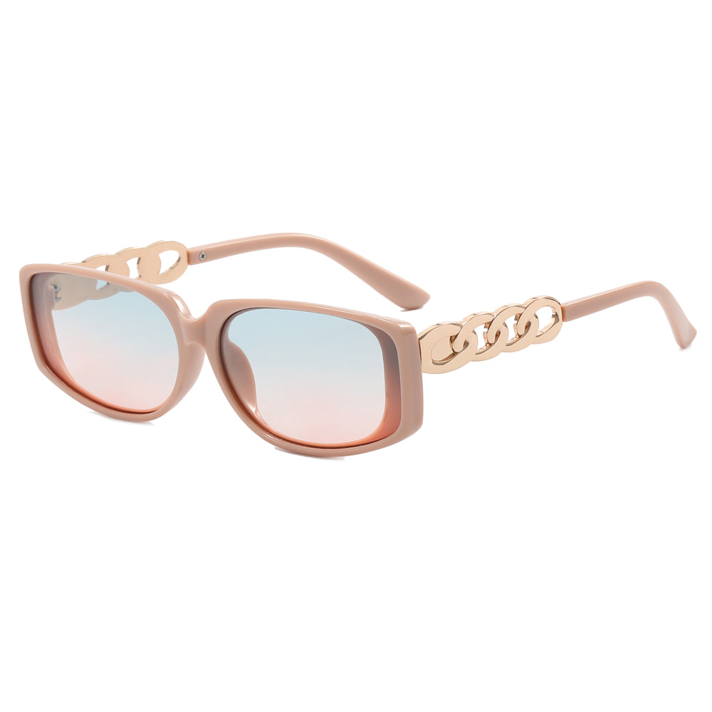 Rectangle women Metal Chain Shades Sunglasses