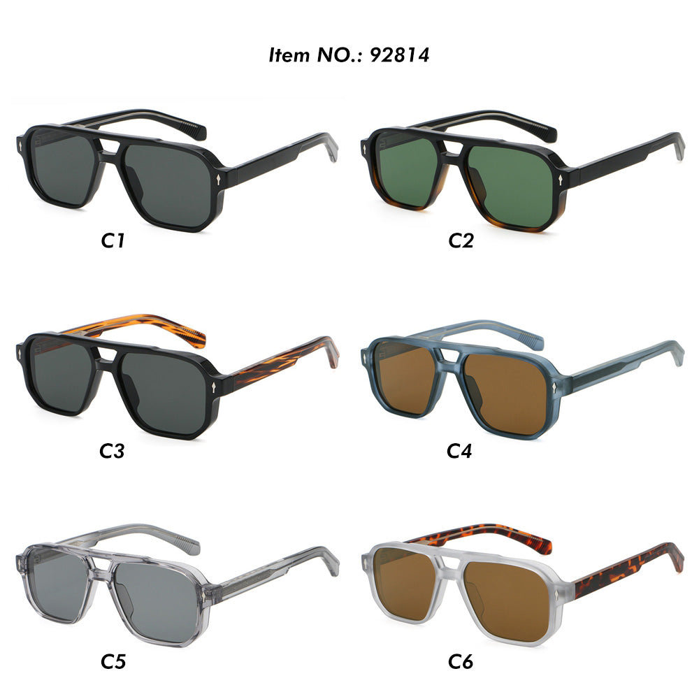 Double Bridge Flat Top Pilot Square Sunglasses