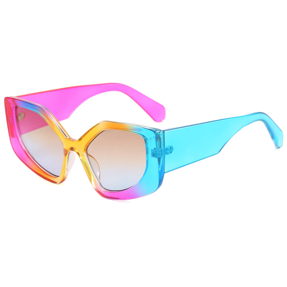 Oversized Polygon Cat Eye Chunky Rainbow Shades Sunglasses