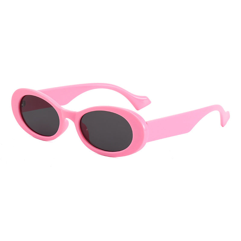 Retro Small Oval Thick Rimmed Sunglasses