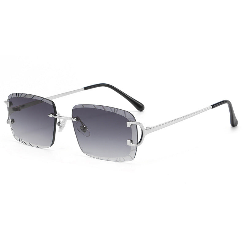 Tinted Diamond Cut Rimless Sunglasses