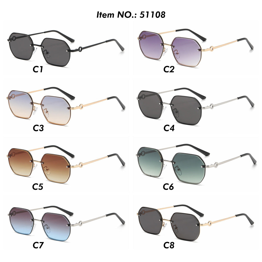 Vintage New Luxury Polygon Metal Frame Sunglasses