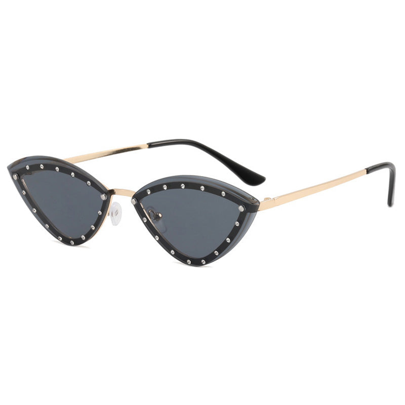 Rimless Crystal Cat Eye Sunglasses