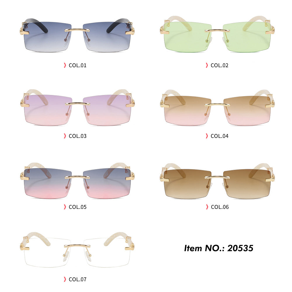 Rimless Rectangle Outdoor Vacation Sunshade Gradient Sunglasses