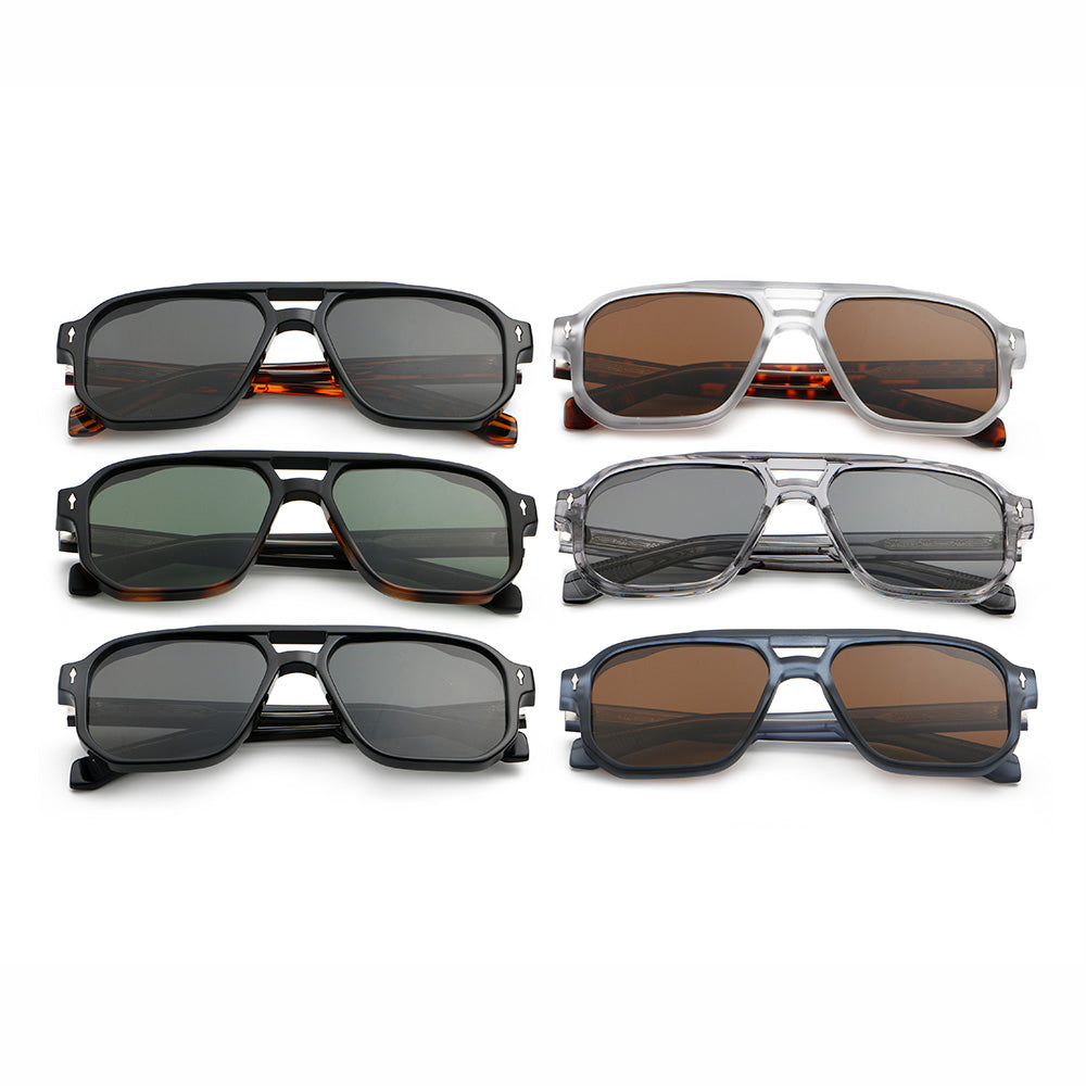 Double Bridge Flat Top Pilot Square Sunglasses