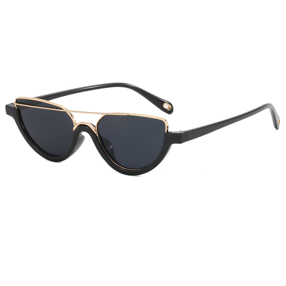 Women Half Frame Shades Small Cat Eye Sunglasses