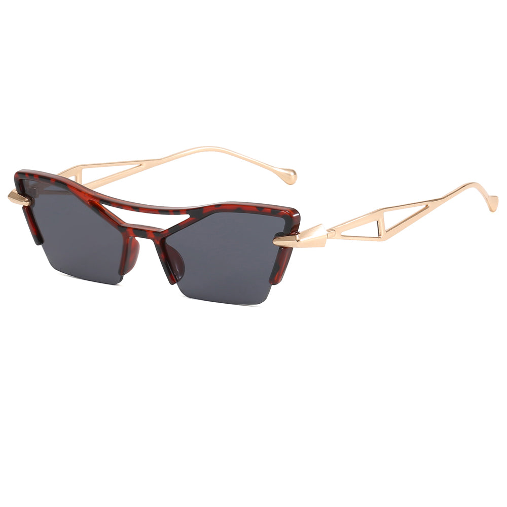 Cat Eye Half Frame Women Shades Sunglasses