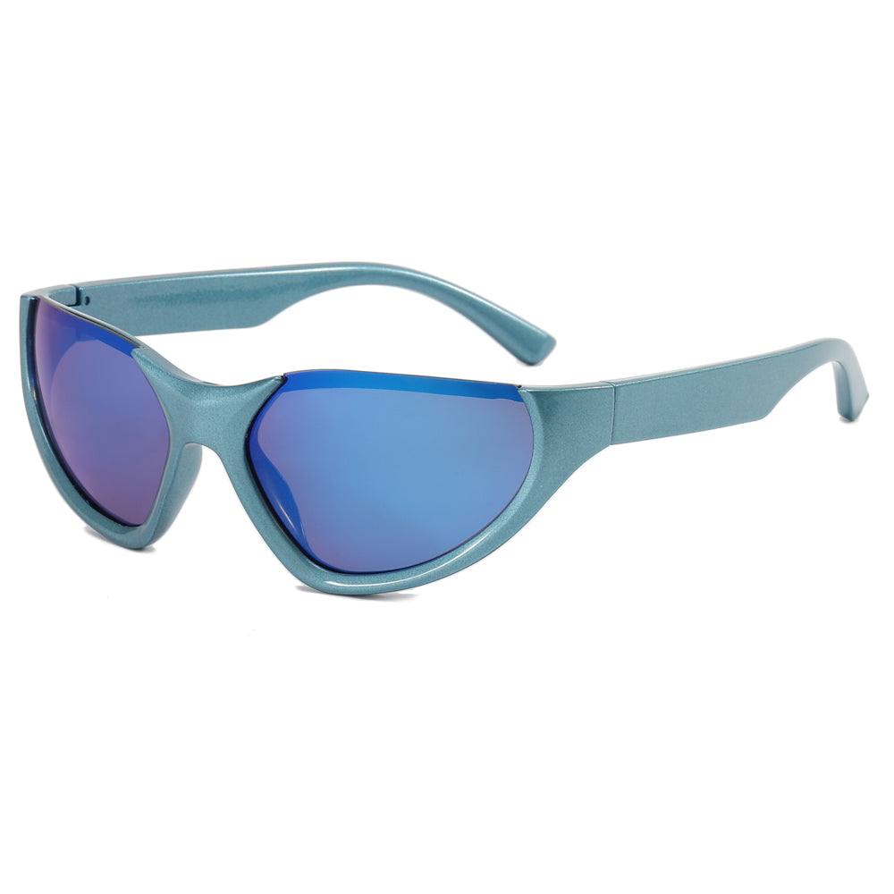Silver Exaggerated Sport Goggle Sunglasses