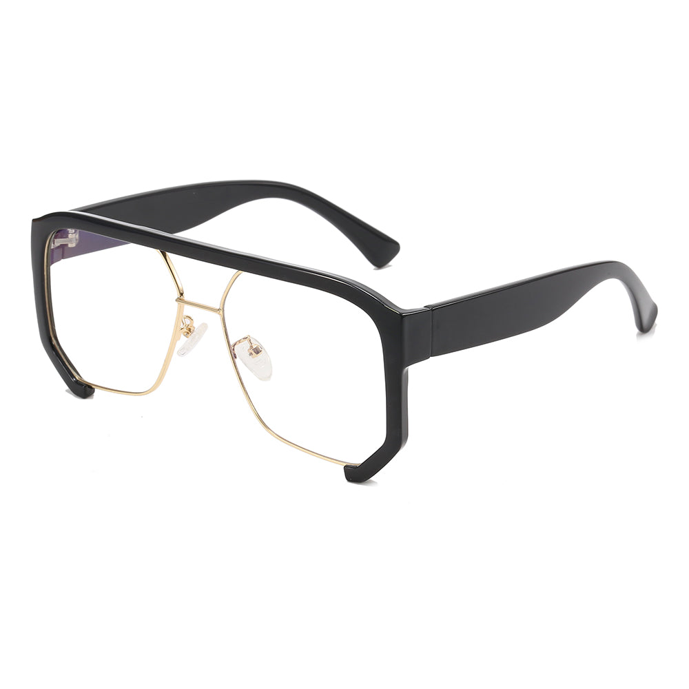Oversized Square Flat Top Half Frame Sunglasses