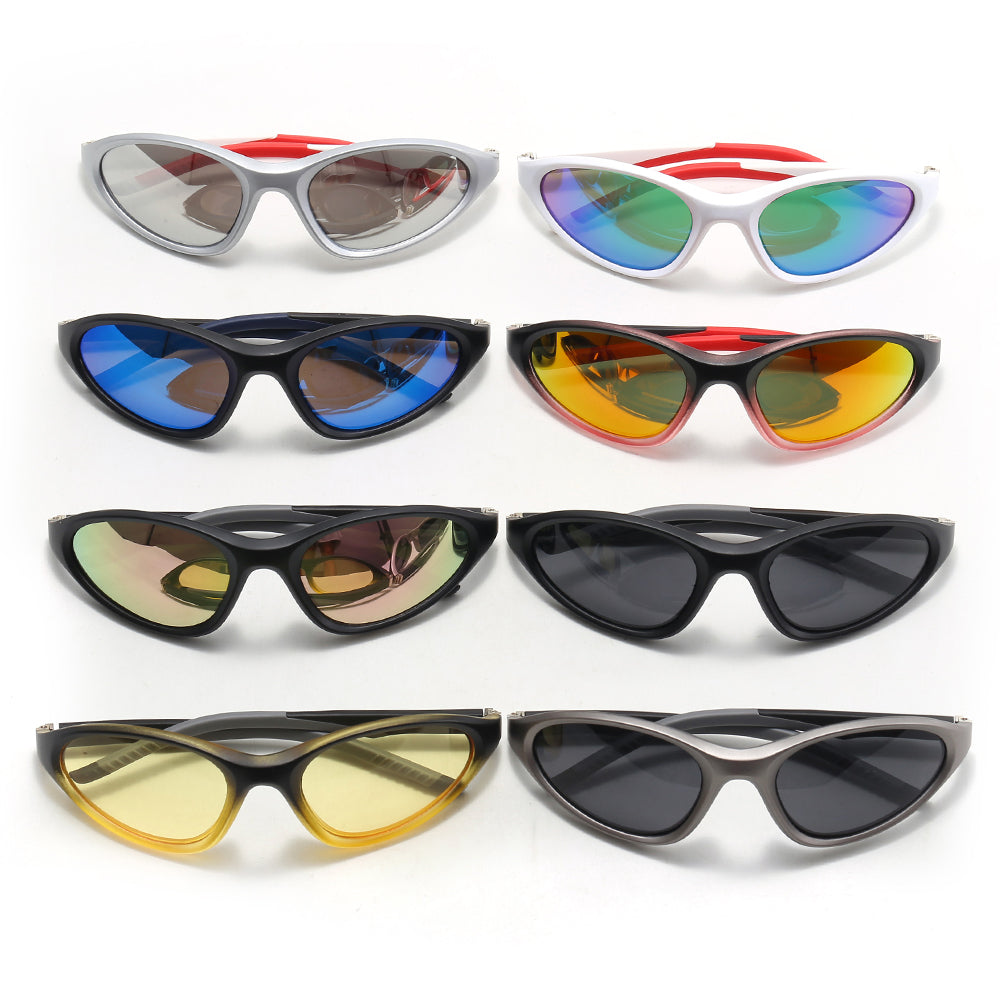 Y2K Cat Eye Women Wraparound Small Triangle Spring Hinges Sunglasses