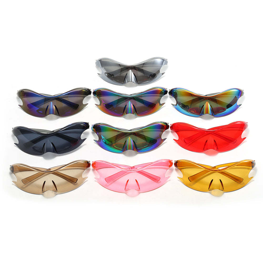 Oversized Rimless Futuristic Mirrored Sleek Sporty Y2K Sunglasses