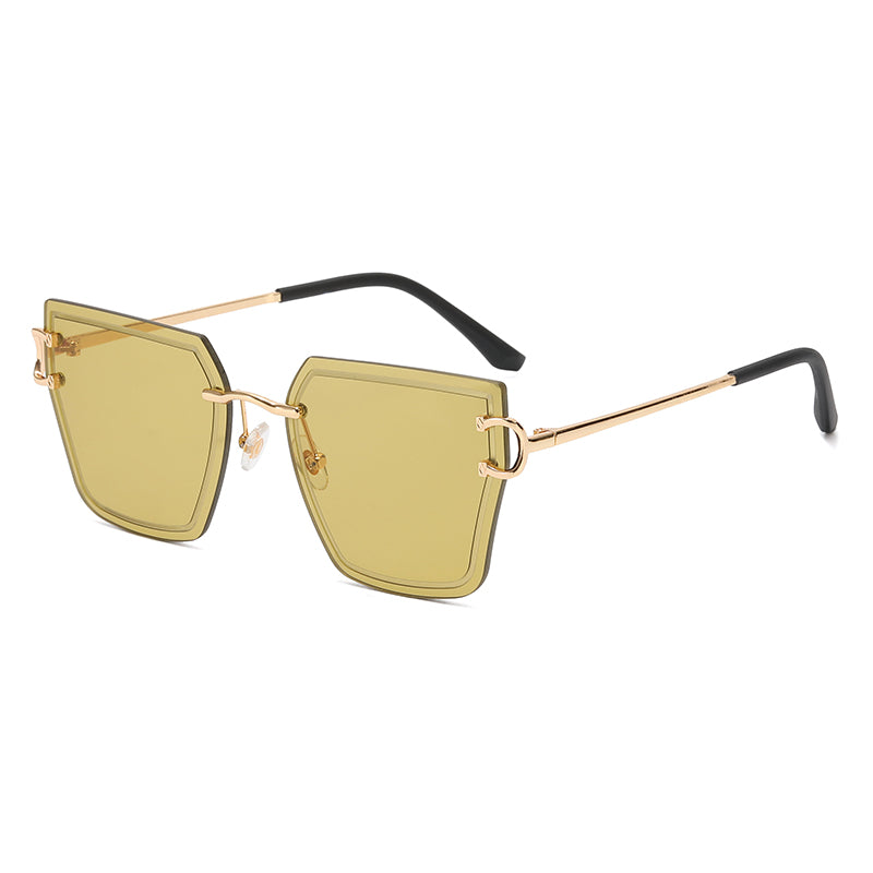 Diamond Cut Women Rimless Square Sunglasses