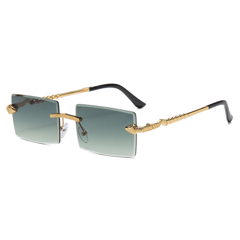 Retro Rectangle Rimless Cutting Lens Gradient Sunglasses