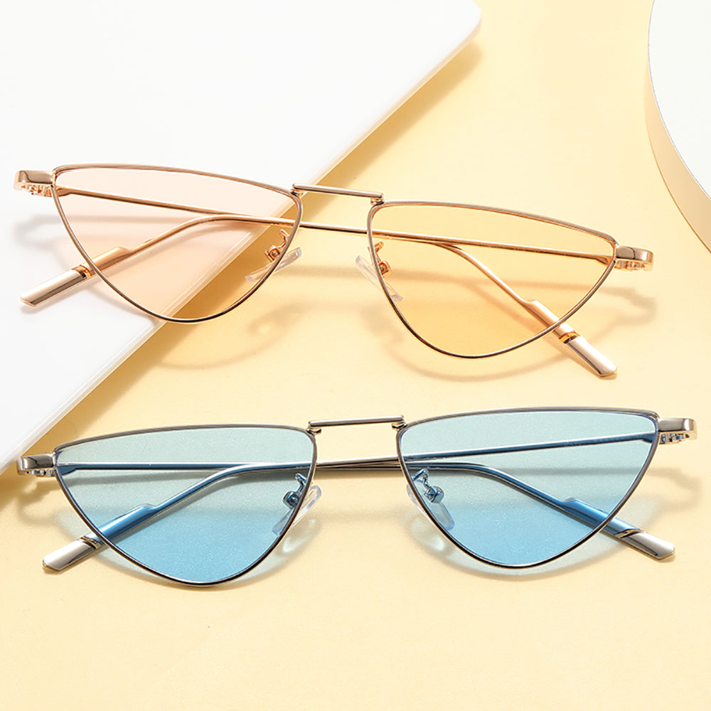 Cat Eye Small Triangle Metal Frame Sunglasses
