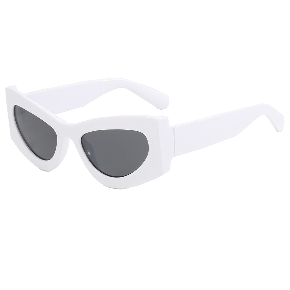 Y2K Cat Eye Women Small Oval Jelly Color Wide Frame Sunglasses