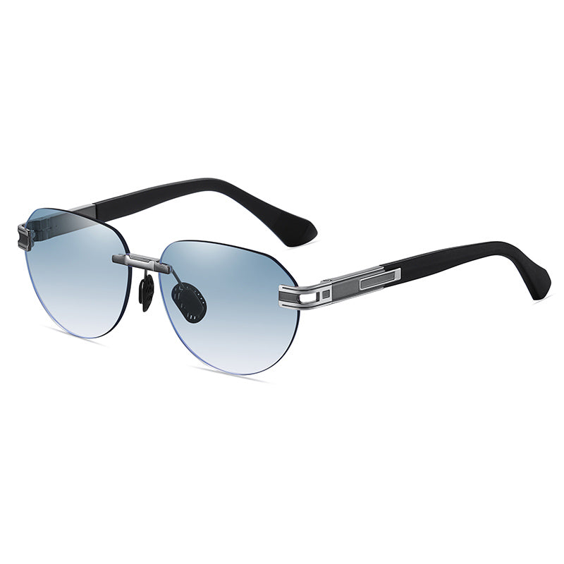 Men's Gradient Oval Rimless Sunglasses