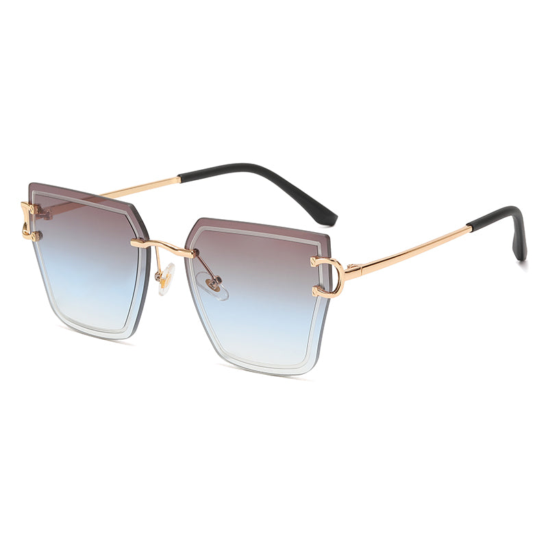 Diamond Cut Women Rimless Square Sunglasses