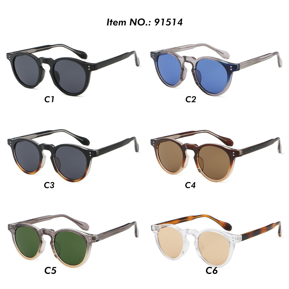 Classic Round Cat Eye Reinforced Wire-Core Temples Sunglasses