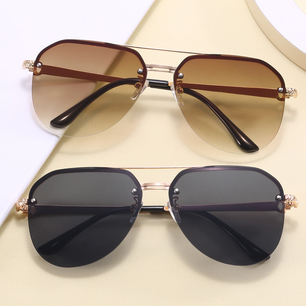 Half-Rimless Pilot Aviation Sunglasses