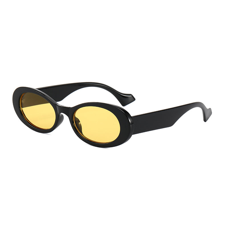 Retro Small Oval Thick Rimmed Sunglasses