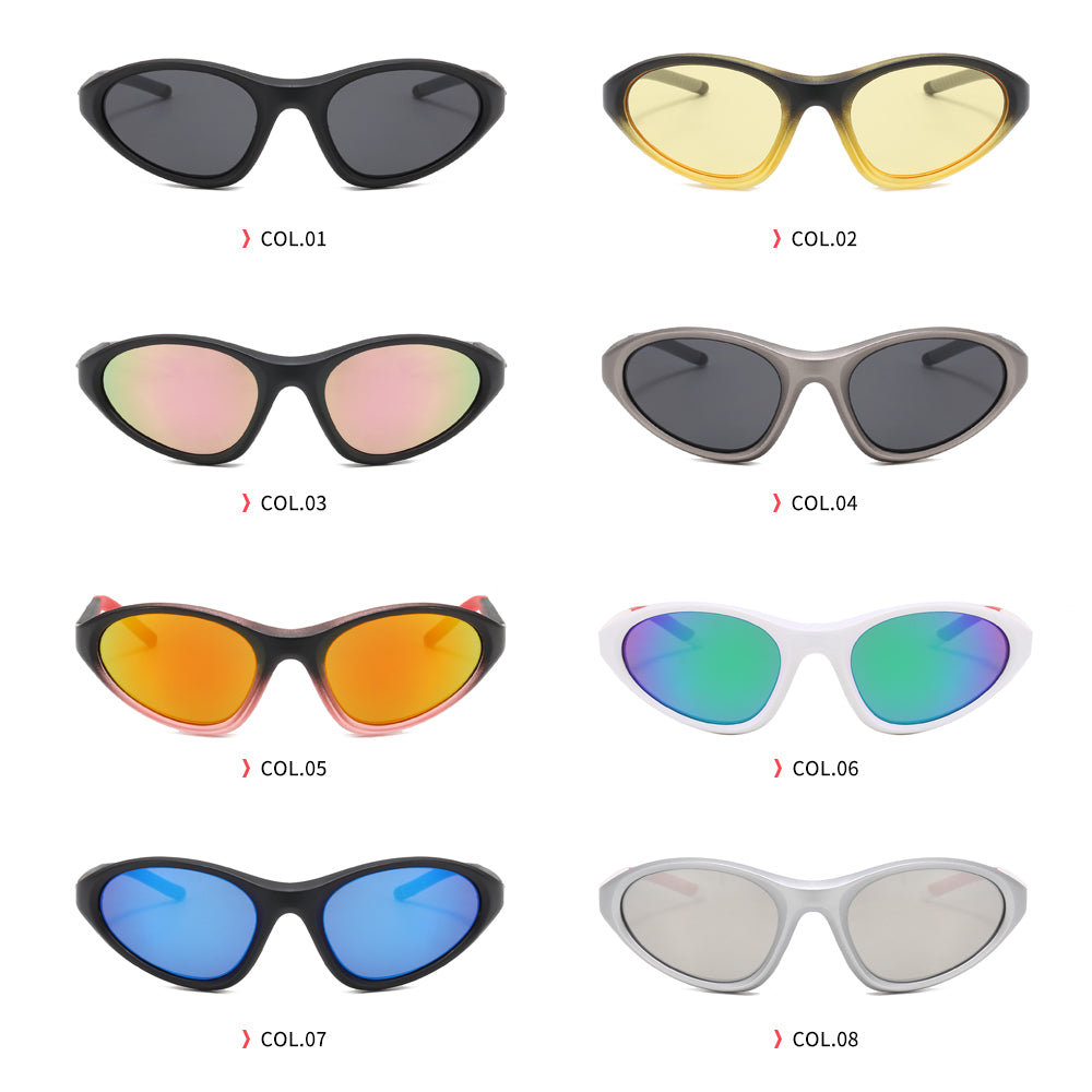 Y2K Cat Eye Women Wraparound Small Triangle Spring Hinges Sunglasses