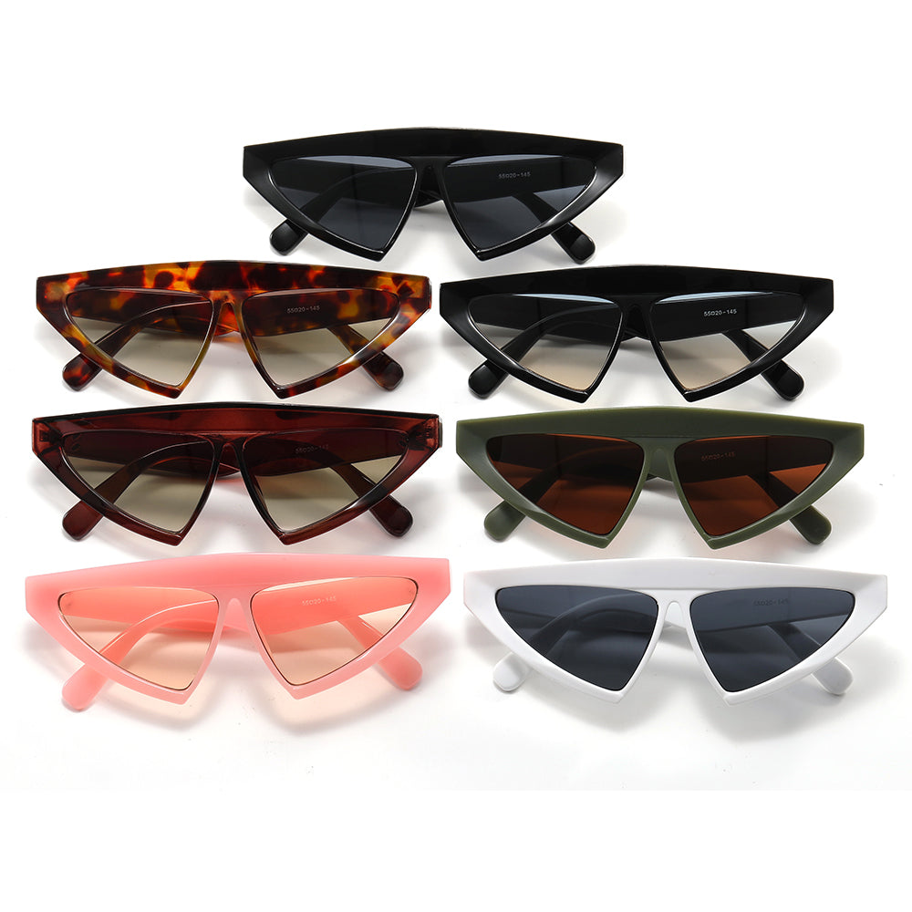 Cat Eye Women Flat Top Small Triangle Sunglasses