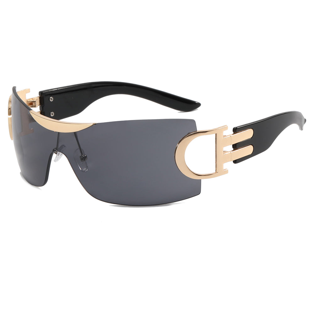 Oversized Rimless One Piece Lens Y2K Sunglasses