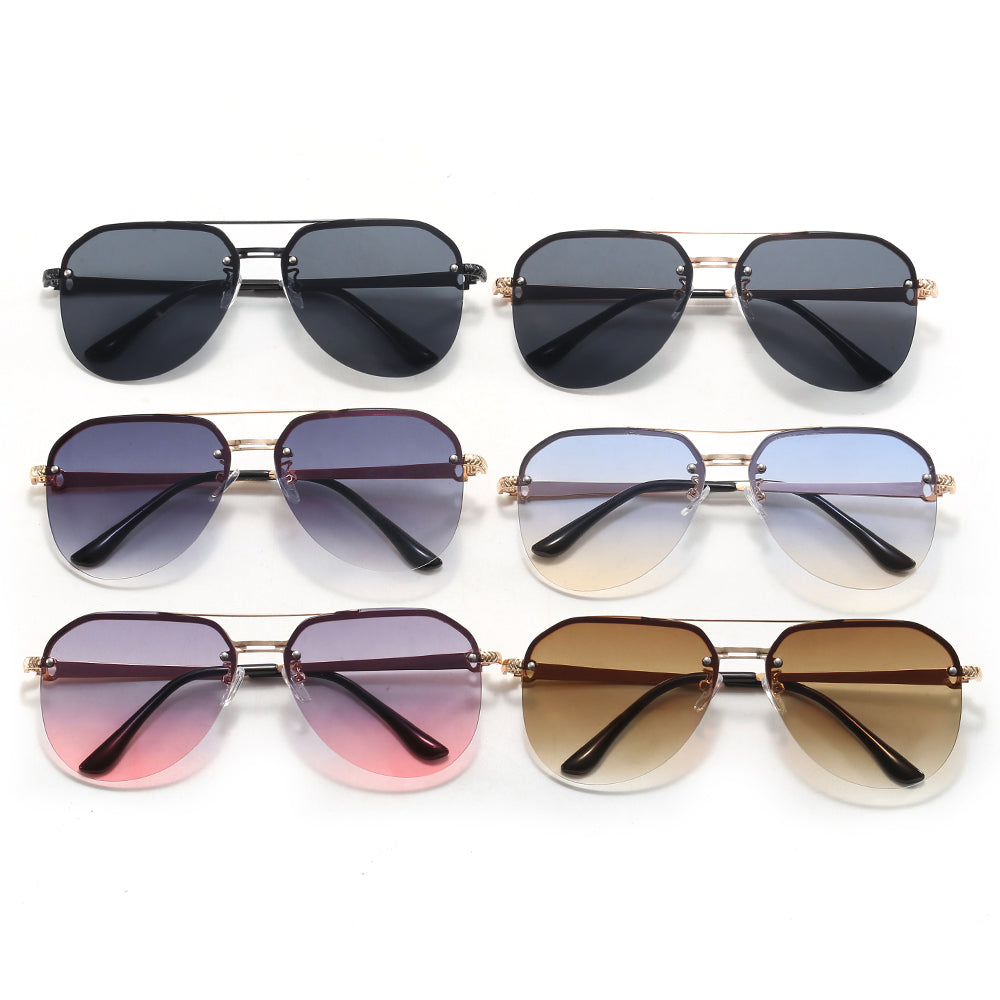 Half-Rimless Pilot Aviation Sunglasses