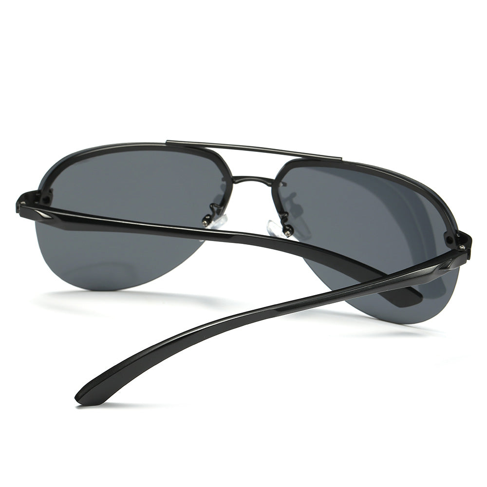 Polarized Rimless Pilot Style Driving Sunglasses