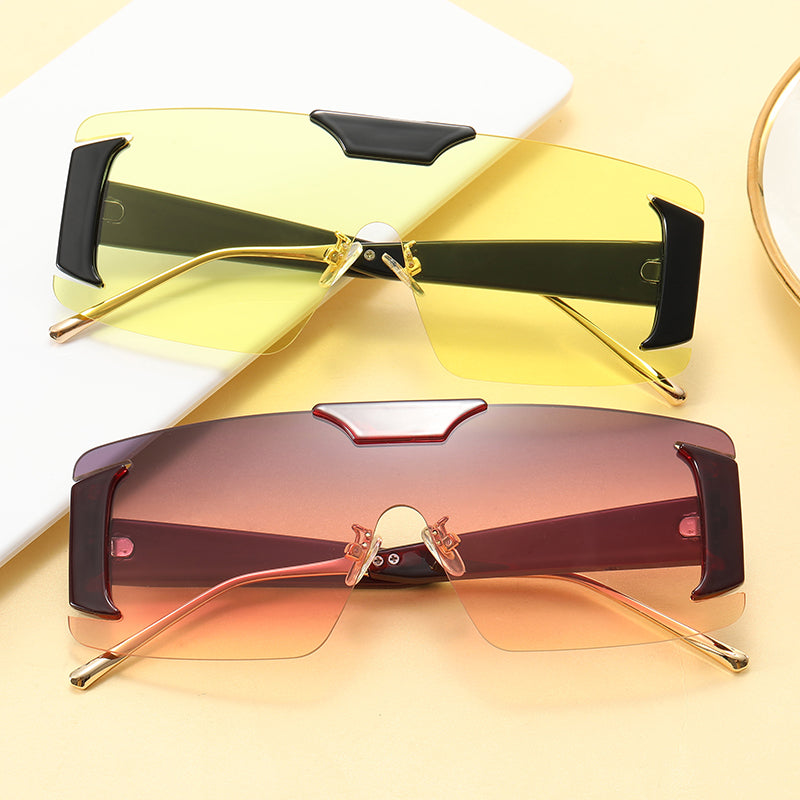 Flat Top One Piece Lens Shades Sunglasses