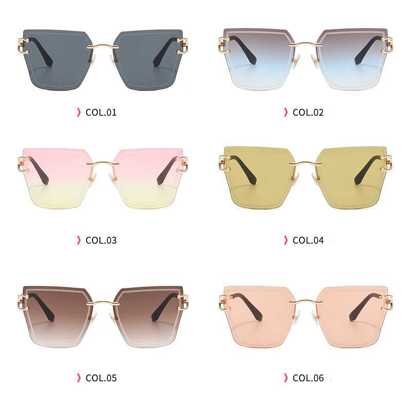 Diamond Cut Women Rimless Square Sunglasses